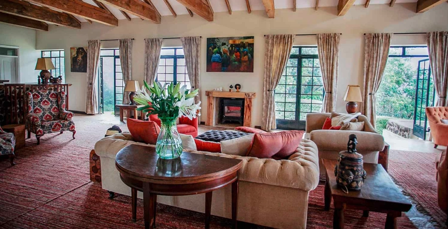 Interior lounge of Clouds Mountain Gorilla Lodge in Bwindi NP Uganda