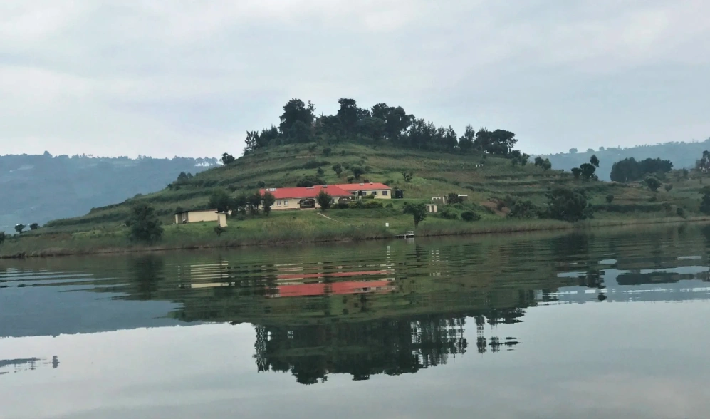 Bwama Island in the waters of Lake Bunyonyi - site of a former leprosy hospital established by Dr. Sharp.
