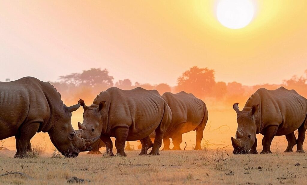 Rhino trekking experience in Uganda at Ziwa Rhino Sanctuary during a guided safari